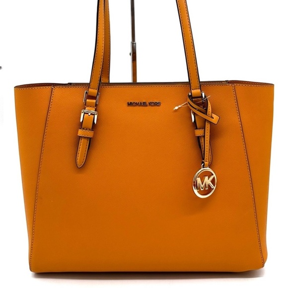 Michael Kors Charlotte LG Tote Bag 3 IN 1 Leather Shoulder Bag Cider - Picture 4 of 15